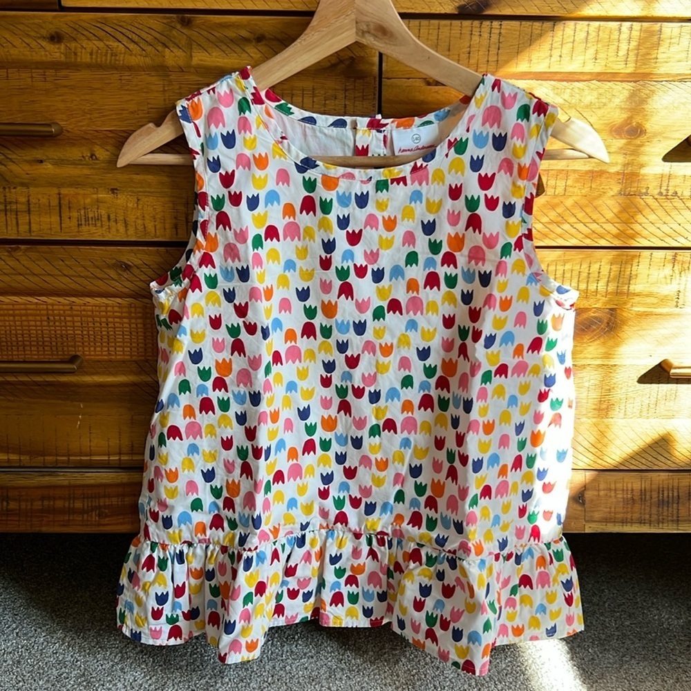 Hanna Andersson Girls Flounced Popover Top